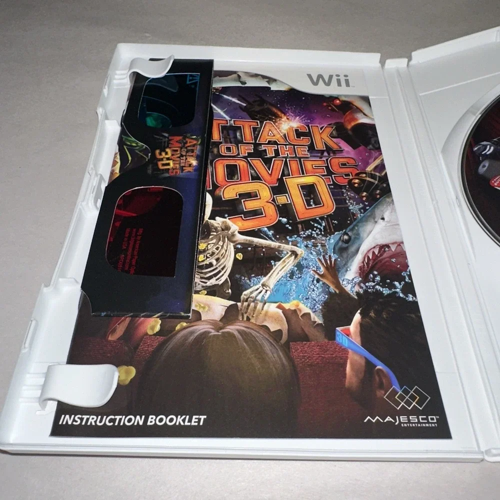 Attack of the Movies 3-D (Nintendo Wii 2010) Complete W/ Manual & 3D Glasses CIB